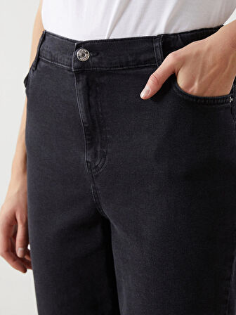 LCW Modest SİYAH Mom Fit Kadın Jean Pantolon