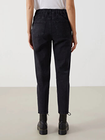 LCW Modest SİYAH Mom Fit Kadın Jean Pantolon