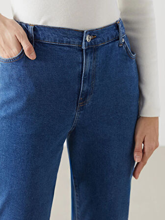 LCW Modest İndigo Mom Fit Kadın Jean Pantolon