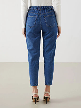 LCW Modest İndigo Mom Fit Kadın Jean Pantolon