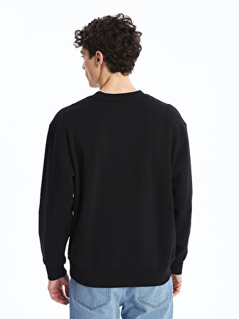 XSIDE SİYAH Bisiklet Yaka Uzun Kollu Baskılı Erkek Kalın Sweatshirt