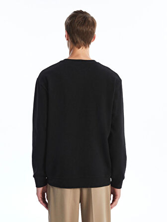 LCW Vision SİYAH Bisiklet Yaka Uzun Kollu Erkek Dokulu Sweatshirt