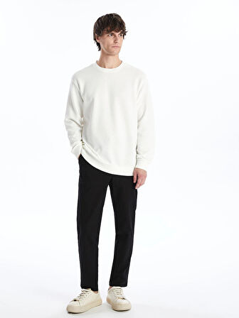 LCW Vision Ekru Bisiklet Yaka Uzun Kollu Erkek Dokulu Sweatshirt