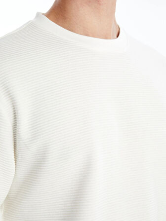 LCW Vision Ekru Bisiklet Yaka Uzun Kollu Erkek Dokulu Sweatshirt