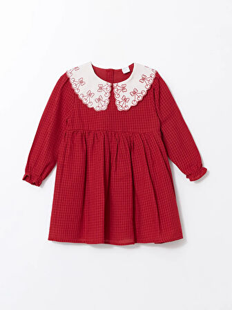 Bebe Yaka Nakışlı Kız Çocuk Elbise_W4HB99Z1-R3M868414789139818-24 Ay