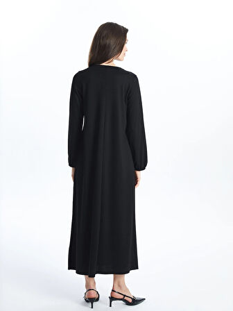 LCW Grace SİYAH Bisiklet Yaka Parlak Taşlı Kadın Elbise