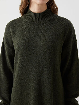 Yarım Balıkçı Yaka Oversize Kadın Triko Elbise_W4I734Z8-YHX_8684147946777_S