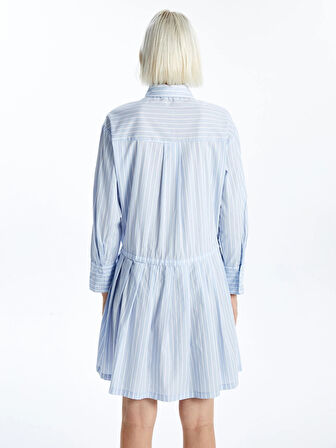 XSIDE MAVİ Gömlek Yaka Çizgili Kadın Elbise