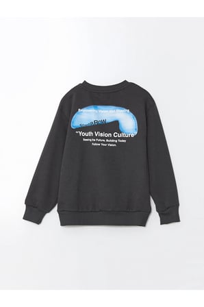 LCW Kids Antrasit Bisiklet Yaka Erkek Çocuk Sweatshirt