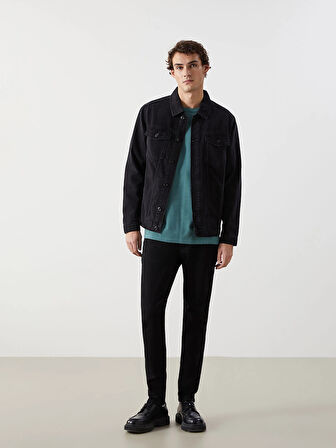 LCW Jeans Siyah Standart Kalıp Erkek Jean Ceket