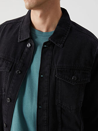 LCW Jeans Siyah Standart Kalıp Erkek Jean Ceket