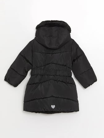 LCW Kids Yeni Siyah Kapüşonlu Kız Bebek Şişme Mont