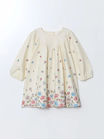 Bisiklet Yaka Çiçekli Gabardin Kız Bebek Elbise_W4HB98Z1-LRA86841480919954-5 Yaş