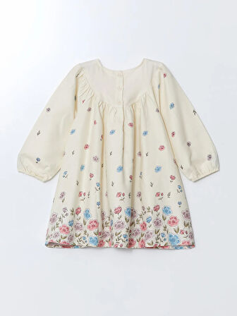 Bisiklet Yaka Çiçekli Gabardin Kız Bebek Elbise_W4HB98Z1-LRA86841480919954-5 Yaş