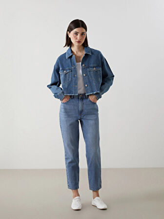 LCW Vision Indigo Oversize Kadın Jean Ceket