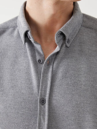 LCW Vision Gri Slim Fit Uzun Kollu Erkek Gömlek