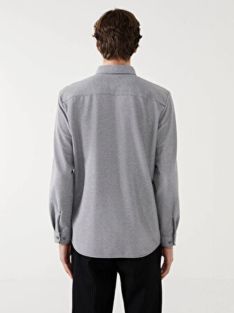 LCW Vision Gri Slim Fit Uzun Kollu Erkek Gömlek