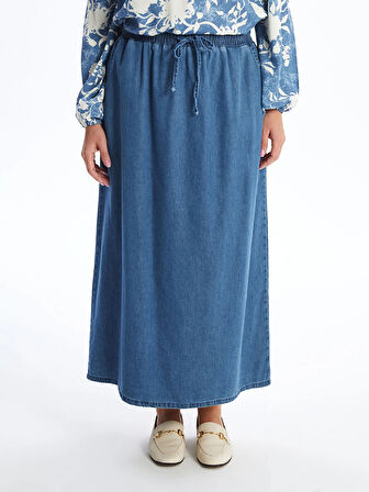 LCW Grace MAVİ Beli Lastikli Kadın Jean Etek