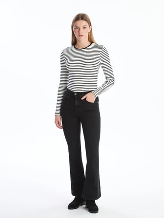 LCW Jeans Siyah Mars Flare Kadın Jean Pantolon