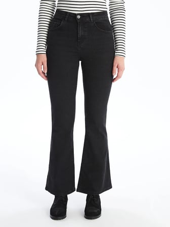 LCW Jeans Siyah Mars Flare Kadın Jean Pantolon