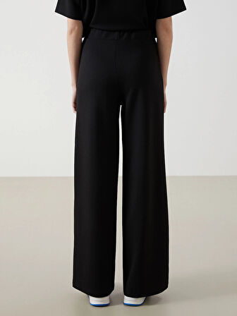 XSIDE Siyah Beli Lastikli Düz Geniş Paça Kadın Eşofman Altı