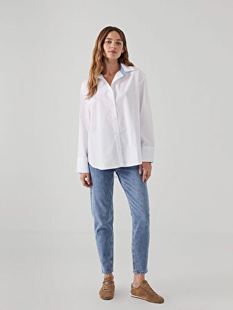 LCW Vision EKRU Oversize Kadın Gömlek