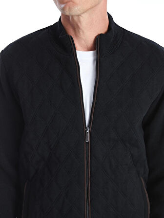 LCWAIKIKI Classic SİYAH Standart Kalıp Dik Yaka Erkek Triko Mont