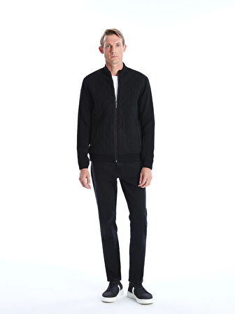 LCWAIKIKI Classic SİYAH Standart Kalıp Dik Yaka Erkek Triko Mont