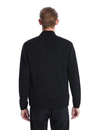 LCWAIKIKI Classic SİYAH Standart Kalıp Dik Yaka Erkek Triko Mont