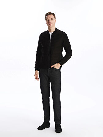 LCWAIKIKI Classic SİYAH Standart Kalıp Kolej Yaka Erkek Triko Mont