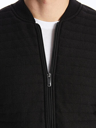 LCWAIKIKI Classic SİYAH Standart Kalıp Kolej Yaka Erkek Triko Mont