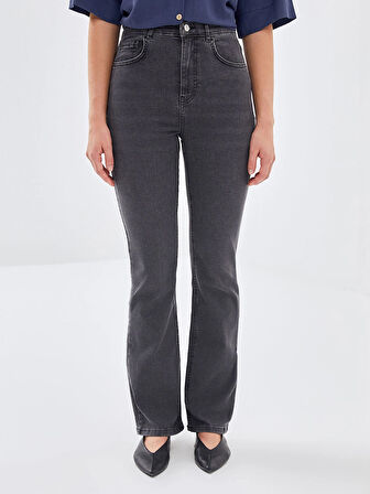 LCW Jeans GRİ Mars Flare Kadın Jean Pantolon