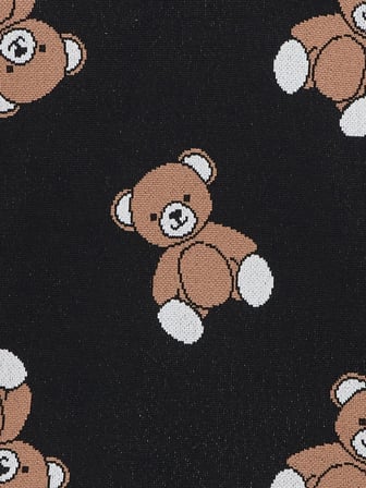 LCW Kids Siyah Bisiklet Yaka Ayı Teddy Desenli Kız Çocuk Triko Kazak