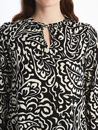 LCWAIKIKI Classic BEYAZ Bağlamalı Yaka Desenli Kadın Bluz