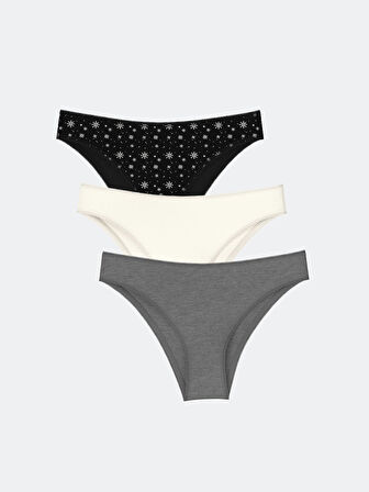 LCW DREAM Siyah Desenli Brazilian Külot 3'lü Paket