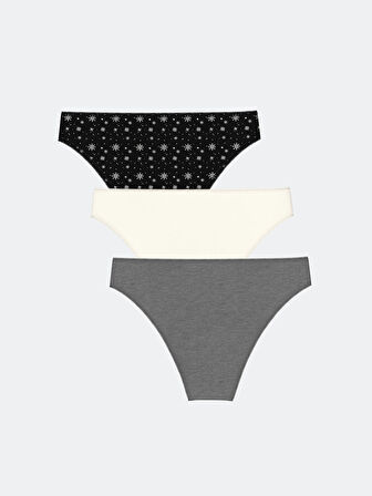 LCW DREAM Siyah Desenli Brazilian Külot 3'lü Paket