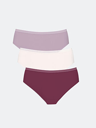 LCW DREAM Mürdüm Çizgili Hipster Külot 3'lü Paket