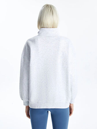 XSIDE Gri Dik Yaka Oversize Kadın Kalın Sweatshirt