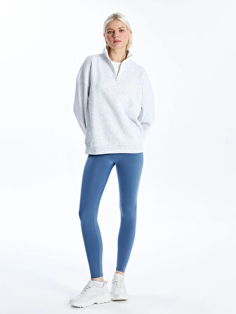 XSIDE Gri Dik Yaka Oversize Kadın Kalın Sweatshirt