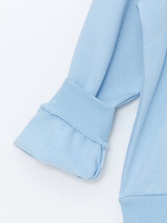 LCW Kids Mavi Bisiklet Yaka Kız Çocuk Kalın Sweatshirt