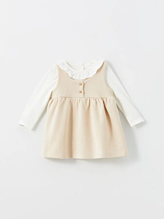 Bisiklet Yaka Kız Bebek Bluz ve Elbise 2'li Takım_W4KC97Z1-S6R86841485665479-12 Ay