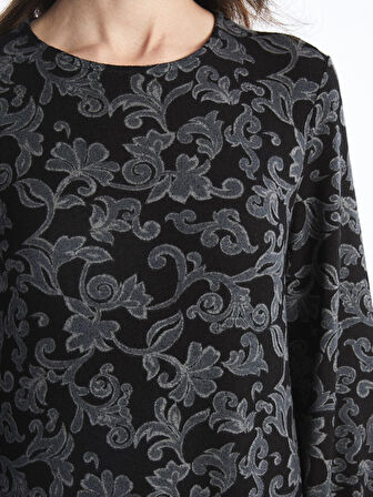 LCW Grace SİYAH Bisiklet Yaka Desenli Kadın Elbise