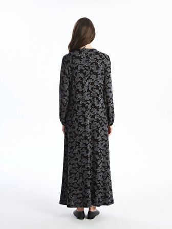 LCW Grace SİYAH Bisiklet Yaka Desenli Kadın Elbise