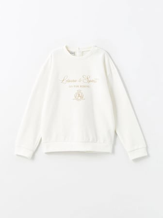 LCW Kids Ekru Bisiklet Yaka Kız Çocuk Kalın Sweatshirt