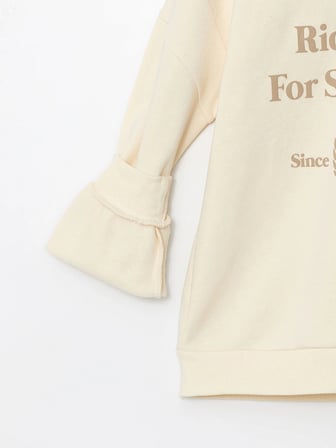 LCW Kids Bej Kapüşonlu Kız Çocuk Kalın Sweatshirt