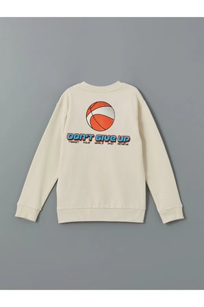 LCW Kids Bej Bisiklet Yaka Erkek Çocuk Sweatshirt