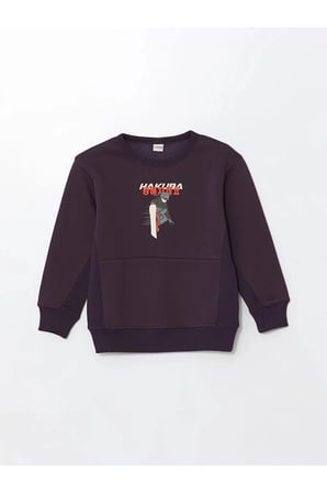 LCW Kids Mor Bisiklet Yaka Erkek Çocuk Kalın Sweatshirt