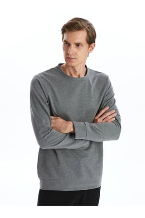 LC WAIKIKI Antrasit Bisiklet Yaka Uzun Kollu Erkek Sweatshirt