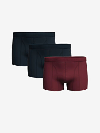 LC WAIKIKI BORDO Standart Kalıp Pamuklu Esnek Erkek Boxer 3'lü