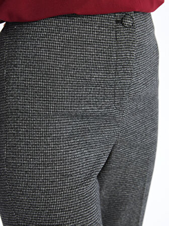 LCW Grace ANTRASİT Beli Lastikli Kazayağı Desenli Kadın Pantolon